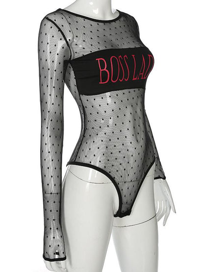 Hollow Printed See-through Sexy Jumpsuits