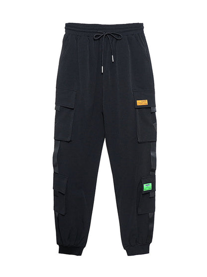 Cool Street Multi-Pocket High-Waist Elasticity Drawstring Pants