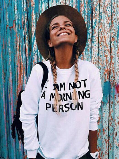 Letter Print Long Sleeves T-Shirts Tops
