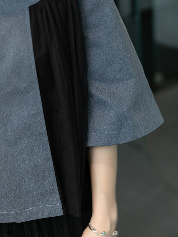 Urban Denim Split-Joint Flared Sleeves T-Shirt