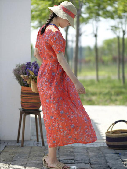Literary Retro Ramie Cotton Long Dress