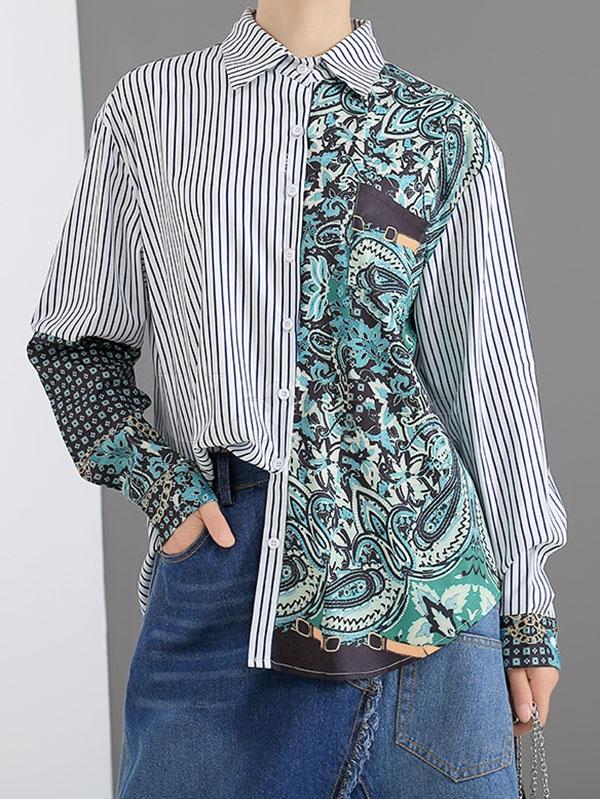 New Striped Split-joint Shirt