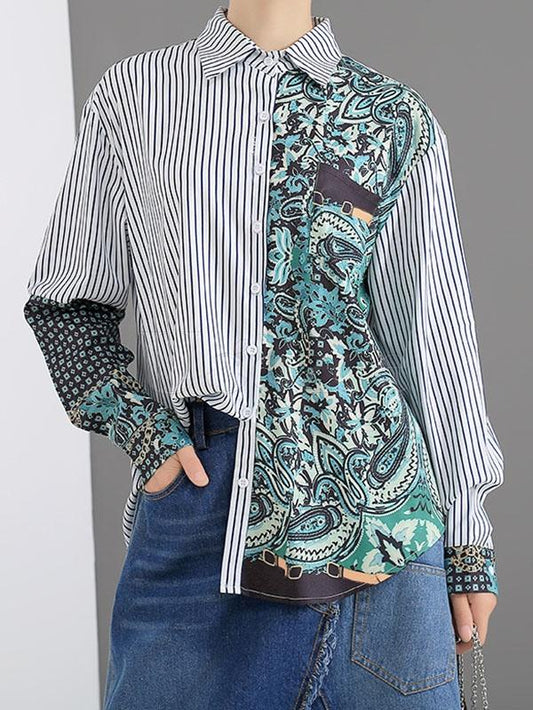 New Striped Split-joint Shirt