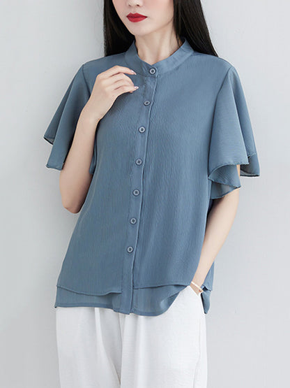 Original 14 Colors Falbala Lapel Blouse Tops
