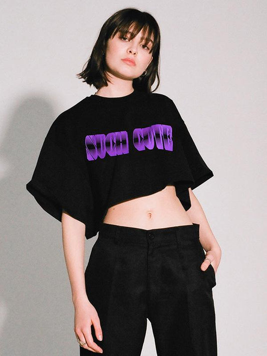 Fashion Letters Printed Loose Exposed Navel T-Shirts Top