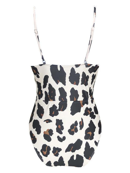 Leopard Printed Balconette One-piece Swimsuit