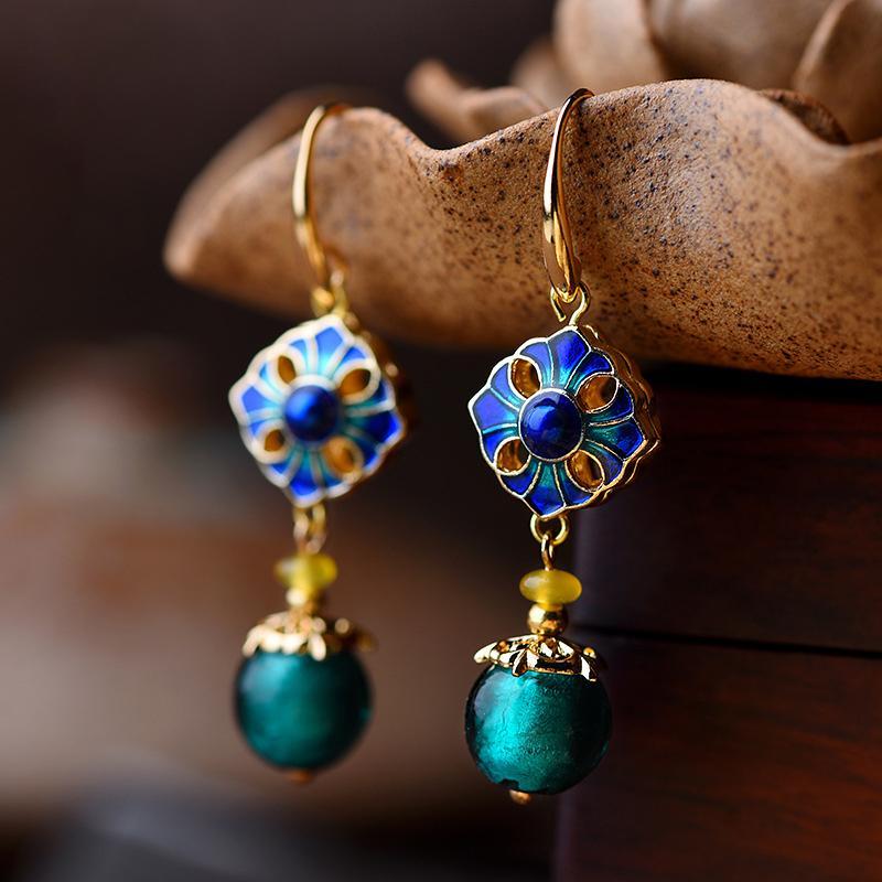 Ethnic Handmade Glaze Cloisonne Quality Drop Earrings