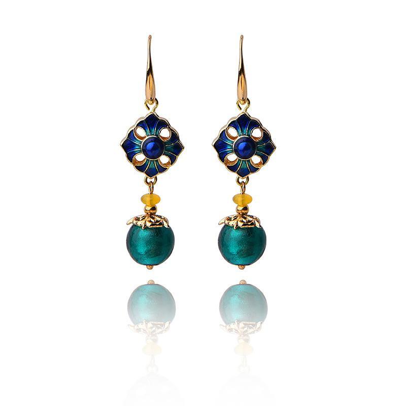 Ethnic Handmade Glaze Cloisonne Quality Drop Earrings