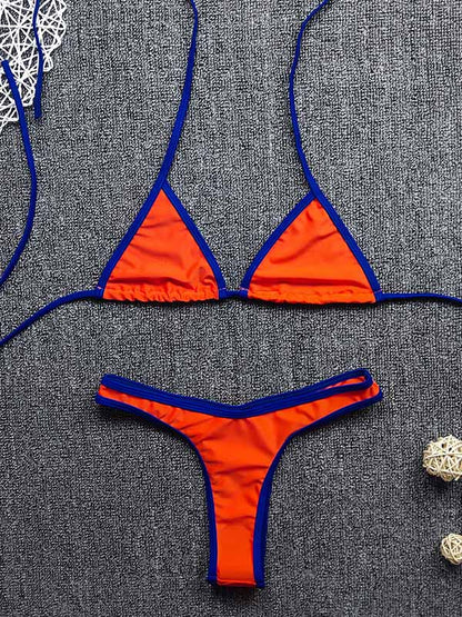 Sexy Triangles  Hemming Bandage Split Type Bikini Swimsuit