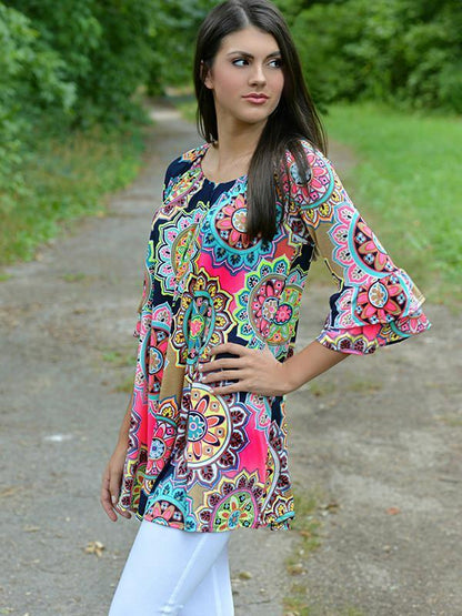 Pretty Sexy Floral-Print Long Sleeve Off-Shoulder Round Neck Mini Dress