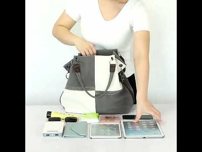 Casual women's canvas bag, trendy new splicing color contrast single shoulder women's bag