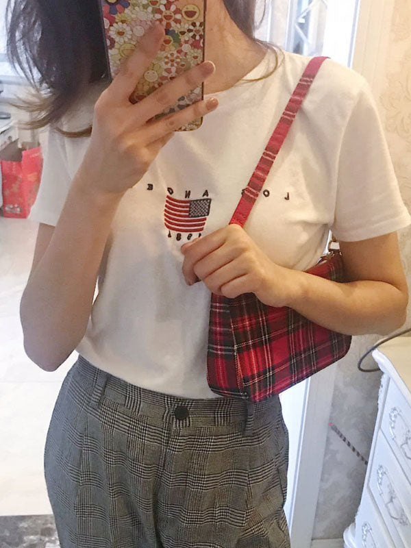 Artistic Retro Blue And White Plaid Bag