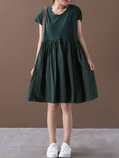 Artistic Retro Round-Neck Dress