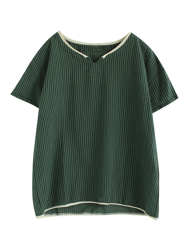 Artistic Retro Stripe T-Shirts Tops
