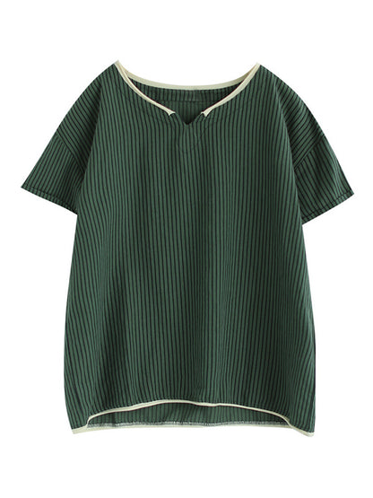 Artistic Retro Stripe T-Shirts Tops