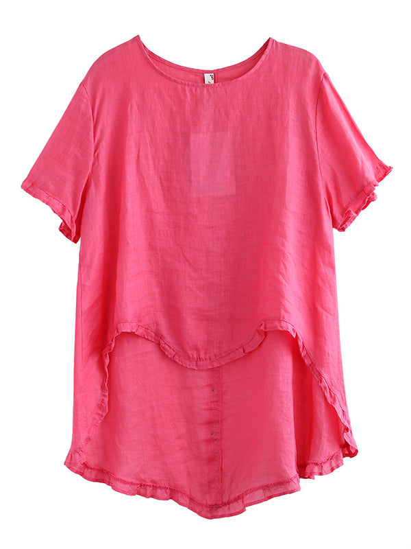 Original Irregularity Solid T-Shirts Tops