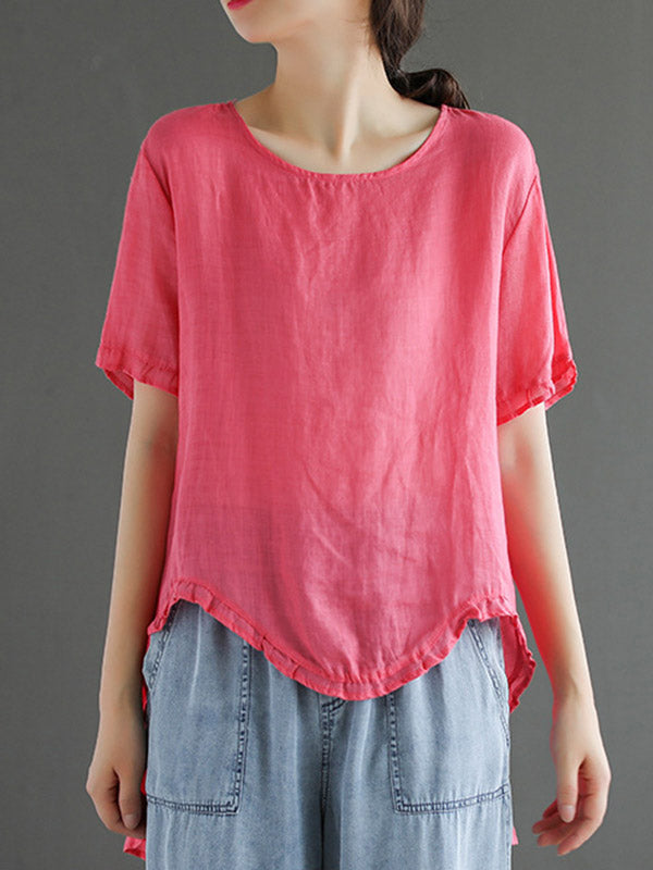 Original Irregularity Solid T-Shirts Tops