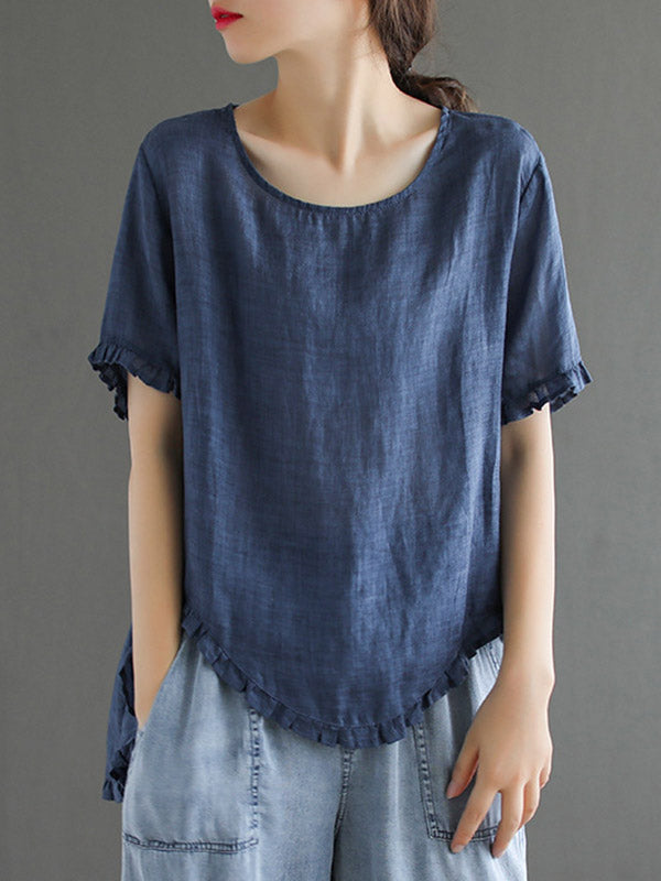 Original Irregularity Solid T-Shirts Tops