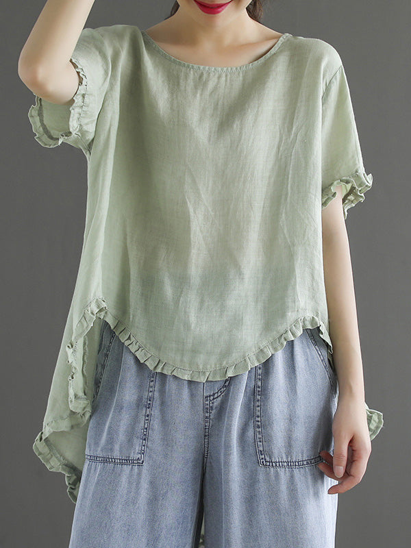 Original Irregularity Solid T-Shirts Tops