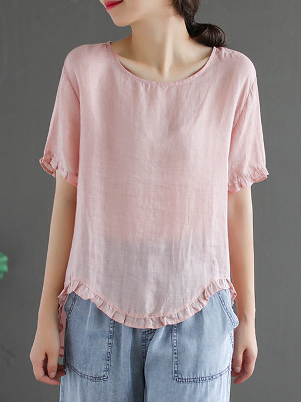 Original Irregularity Solid T-Shirts Tops