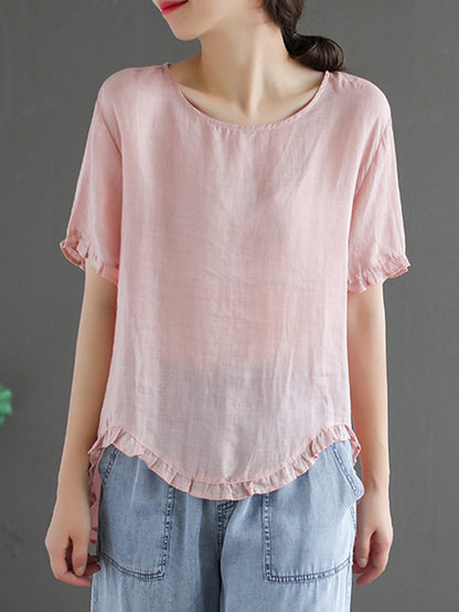 Original Irregularity Solid T-Shirts Tops