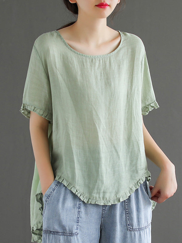 Original Irregularity Solid T-Shirts Tops