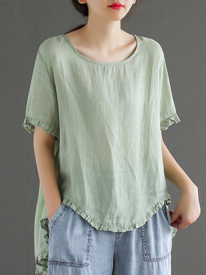 Original Irregularity Solid T-Shirts Tops