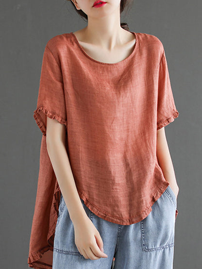 Original Irregularity Solid T-Shirts Tops