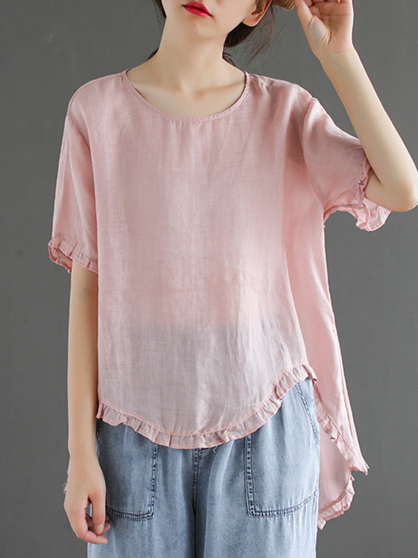 Original Irregularity Solid T-Shirts Tops