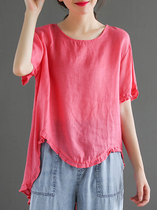 Original Irregularity Solid T-Shirts Tops