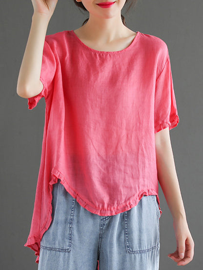 Original Irregularity Solid T-Shirts Tops