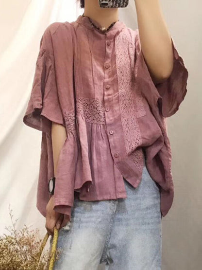 Original Solid Lace Blouses&Shirts Tops