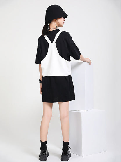 Two Pieces Printed Irregular Dress