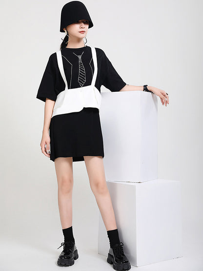 Two Pieces Printed Irregular Dress