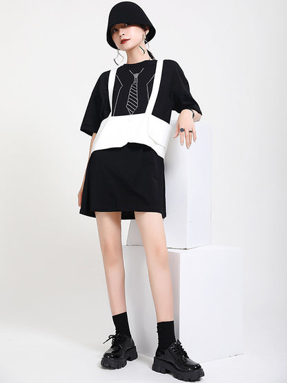 Two Pieces Printed Irregular Dress