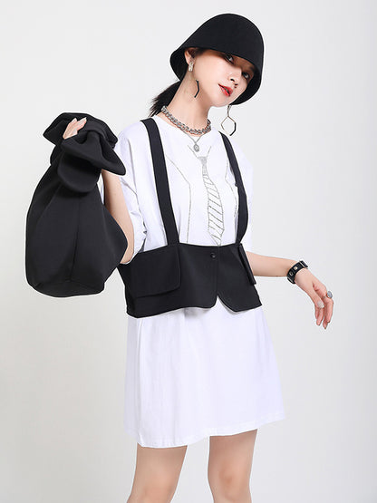 Two Pieces Printed Irregular Dress