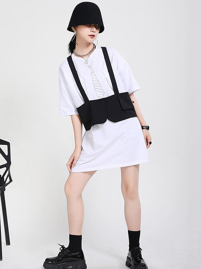 Two Pieces Printed Irregular Dress