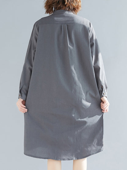 Original Solid Round-Neck Shirt Dress