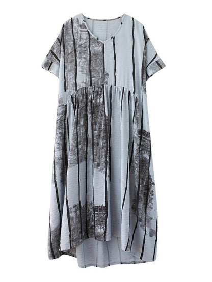 Original Striped V-Neck Shirt Dress