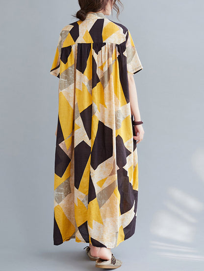 Original Printed Stand Collar Dress