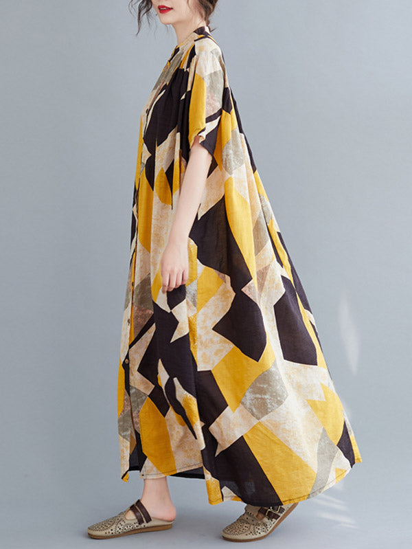 Original Printed Stand Collar Dress