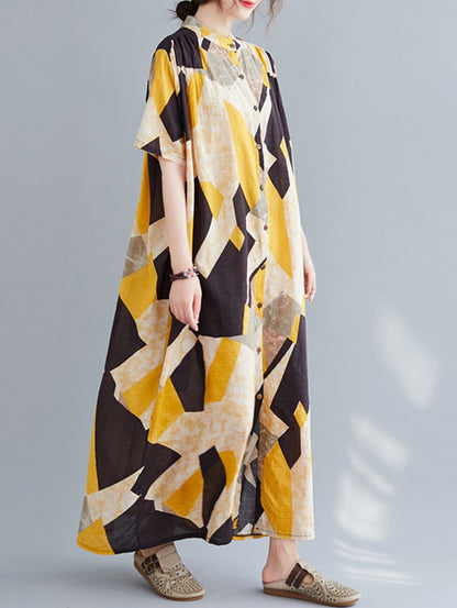 Original Printed Stand Collar Dress
