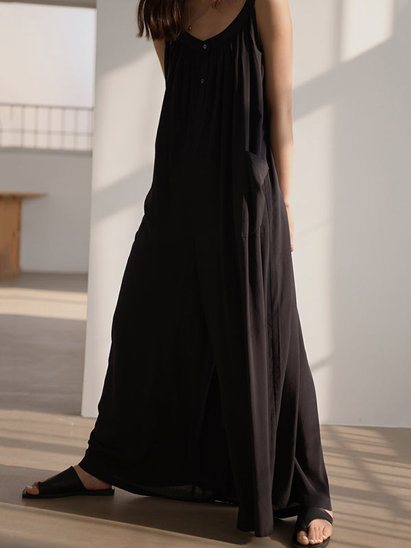 Original Solid Empire Elasticity Wide Leg Jumpsuits