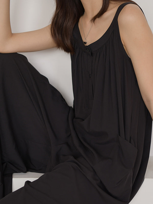 Original Solid Empire Elasticity Wide Leg Jumpsuits