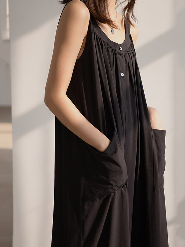 Original Solid Empire Elasticity Wide Leg Jumpsuits