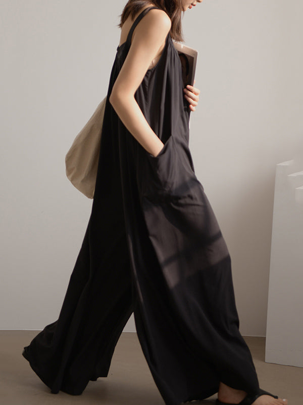 Original Solid Empire Elasticity Wide Leg Jumpsuits