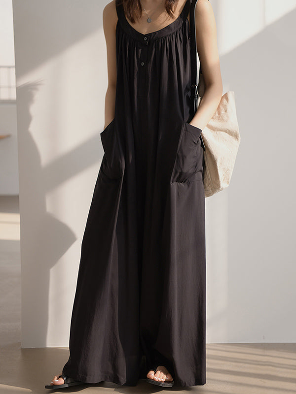 Original Solid Empire Elasticity Wide Leg Jumpsuits