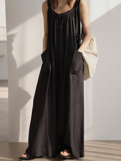 Original Solid Empire Elasticity Wide Leg Jumpsuits