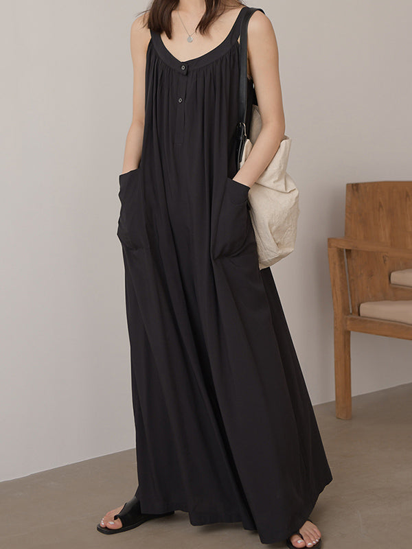 Original Solid Empire Elasticity Wide Leg Jumpsuits