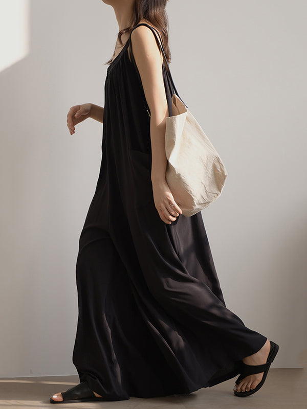 Original Solid Empire Elasticity Wide Leg Jumpsuits